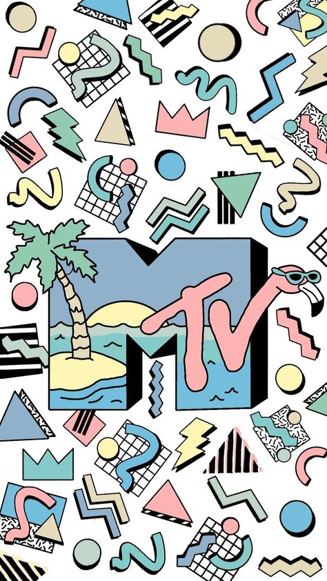 90s Graphic Design, Memphis Art, Mtv Logo, Best Fonts, Graphic Wallpaper, Mtv, Creative Fabrica, Graphic Design, Design