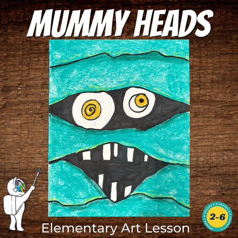 So colorful, so fun and so easy to teach! Check out this Elementary Art Lesson today! 3d Art For Elementary Students, Mummy Eyes Art, Elementary Art Rubric, Halloween Arts And Crafts For 4th Graders, Halloween Art 1st Grade, 2nd Grade Halloween Art Projects, Cute Art Projects For Kids, Fall Art For Kids Elementary, Ghost Art Projects For Kids