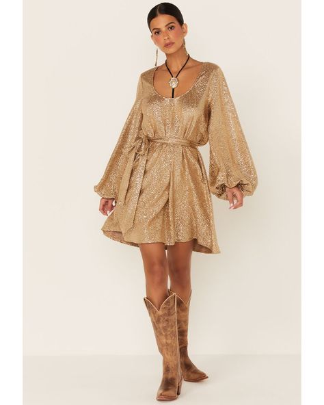 Show Me Your Mumu Womens Confetti Liv Mini Dress, Tan Formal Dress With Cowboy Boots, Dress With Cowboy Boots Wedding Guest, Girl Back To School Outfits, Dresses To Wear With Cowboy Boots, Wedding Cowboy Boots, Wedding Outfits For Women, Dresses With Cowboy Boots, Western Dresses For Women, Cowgirl Fashion