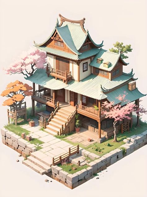 Two Story Japanese House, Japanese Style Bloxburg House, Sims4 Japanese House, Big Japanese House, Sims Japanese House, Japanese Home Floor Plan, Japanese Buildings Traditional, Asian House Exterior, Traditional Japanese House Exterior