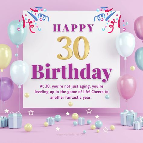 30th Birthday Wishes: Reaching the milestone of the 30th birthday is a significant and transformative moment in one's journey. It's a time marked by reflection, growth, and a renewed sense of purpose. As the twenties fade into memories, the thirties beckon with a blend of experience and anticipation. In this article, we delve into the art of crafting heartfelt and meaningful 30th birthday wishes, encapsulating the essence of celebration and inspiration that comes with this new decade. Jo... Birthday Wishes For 30th Birthday, Best Friend 30th Birthday Quotes, Happy 30th Birthday Blessings, 30 Birthday Wishes Turning 30, Happy 30th Birthday Wishes, 30th Birthday Quotes, 30th Birthday Wishes, Turning 30, Happy 30th