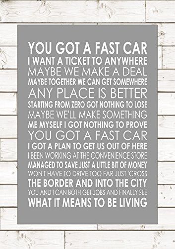 FAST CAR - TRACY CHAPMAN - Lyrics Lyric Song Words Print ... https://www.amazon.co.uk/dp/B01M7ZPOSM/ref=cm_sw_r_pi_dp_x_EyXhybCX0R869 Imagine John Lennon Lyrics, John Lennon Lyrics, Typography Words, Word Typography, Imagine John Lennon, Paul Weller, Song Words, Inspirational Speaker, Fast Car