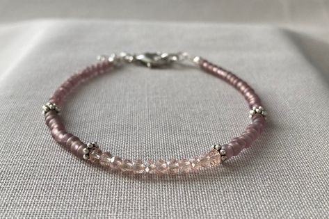 Excited to share this item from my #etsy shop: Handmade Beaded Bracelet, Single Strand Bracelet, Dainty Bracelet, Beaded Bracelet, Pink Bracelet, Lavender Bracelet #pink #round #lovefriendship #purple #yes #women #glass #lobsterclaw #minimalist Strand Bracelet, Dainty Bracelets, Bracelets Handmade Beaded, Pink Bracelet, Pink Glass, Czech Glass, Seed Beads, Lavender, Glass Beads