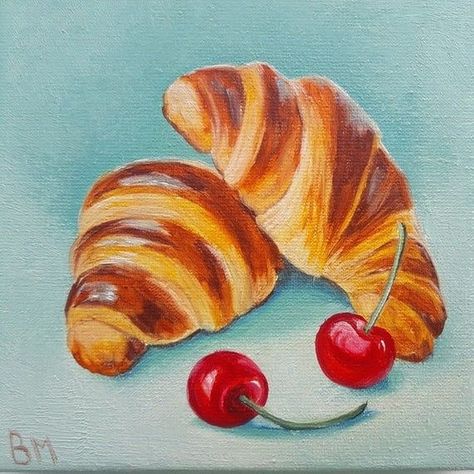 Bakery Painting, Dessert Painting, Filling Cake, Mural Cafe, Art Mini Toile, Food Art Painting, Coffee Cup Art, Mini Dessert, Food Sketch