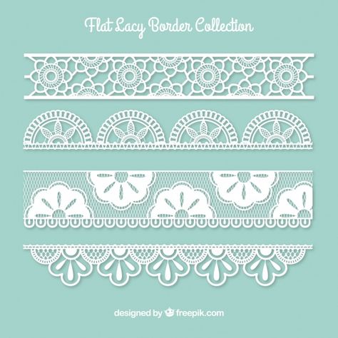 Collection of lace border Free Vector Lace Pattern Design, Lace Balloons, Lace Drawing, Balloon Invitation, Valentine Background, Texture Drawing, Fabric Embellishment, Clip Art Borders, Flower Doodles