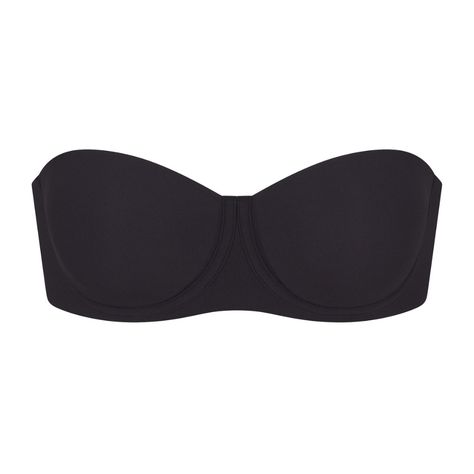 Skims Fits Everybody Strapless Bra Color: Onyx Size: 34d Strapless Style Bra, Molded Lightly Lined Cups, Silicone Tape Along Neckline And Wing To Help Stay In Place, Removable Adjustable Straps That Can Be Worn Multiple Ways, Hidden Cushion Underwire That Is Comfortable And Does Not Dig, 2 Ply Wing, Hook And Eye Back Closure 76% Polyamide / 24% Elastane Machine Wash Cold, Non Chlorine Bleach, Cool Iron, Do Not Dry Clean Imported Silicone Tape, Long Slip Dress, Onyx Colour, Cute Bras, Cotton Bras, Bandeau Bra, Demi Bra, Plunge Bra, Black Bra