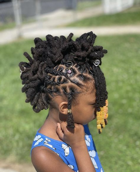 Kid Dread Styles, Locs Hairstyles For Girls Kids, Lil Girl Loc Styles, Girl Loc Styles Kids, Chloe Locs, Kids Dreadlocks Styles, Locs Hairstyles For Kids, Kids Locs Styles Daughters, Kid Loc Styles