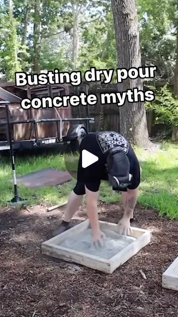 Christopher Powell on Instagram: "People love to argue about dry pour concrete, so I went ahead and disproved a bunch of the myths about it #concrete #concreteconstruction #concretelife #diy #doityourself #doityourselfproject #landscape #landscaping #backyard #backyarddesign #homeimprovement #homeimprovements #contractor #contractorlife #cement #concretedecor #construction #constructionlife #mythbusters #science #scienceexperiment #experiment #testing #buildingconstruction #building #builder #build #home #howto" Pouring Concrete Steps, Making Concrete Pavers, Dry Cement Ideas, Diy Add On Room To House, Dry Concrete Ideas, Dry Cement Pour, Dry Pour Concrete Walkway, Dry Pour Concrete Slab, Dry Pour Concrete Patio