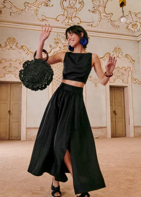 Wedding Guest Skirt, Long Black Skirt, Outfit Wedding Guest, Other Outfits, Guest Outfit, Mode Inspiration, Long Black, Two Piece Outfit, Black Skirt