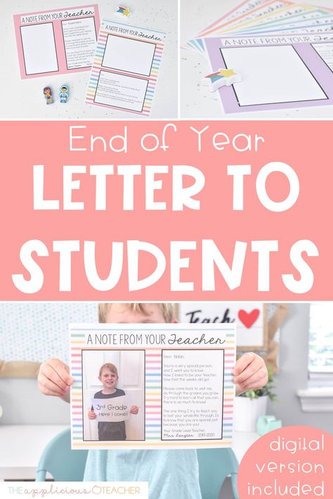 Love this simple idea for an end of year student gift: a letter to the student about how special they are. TheAppliciousTeacher.com Kindergarten Awards, Bronco Football, Poems For Students, Interactive Anchor Charts, Letter To Students, Letter To Teacher, Student Portfolios, Classroom Management Tool, Teacher Products