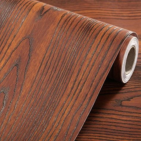 Emoyi Self-adhesive Removable Wood Grain Faux Finish Textured Vinyl Wrap Contact Paper Film for Home Office Furniture 12''x79'' (Brown) Vinyl Shelf, Countertop Cabinet, Fake Wood, Wood Adhesive, Shelf Liner, Wall Stickers Home, Wall Decor Stickers, Contact Paper, Vinyl Cover