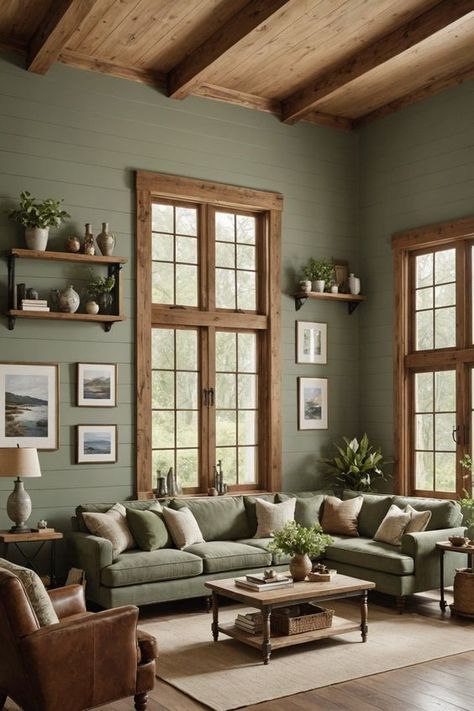 Green And Brown Living Room, Sage Green Living Room Ideas, Brown Living Room Ideas, Sage Green And Brown, Green Living Room Ideas, Sage Green Living Room, Living Room In Minecraft, Living Room Decor Brown Couch, Cheap Couch