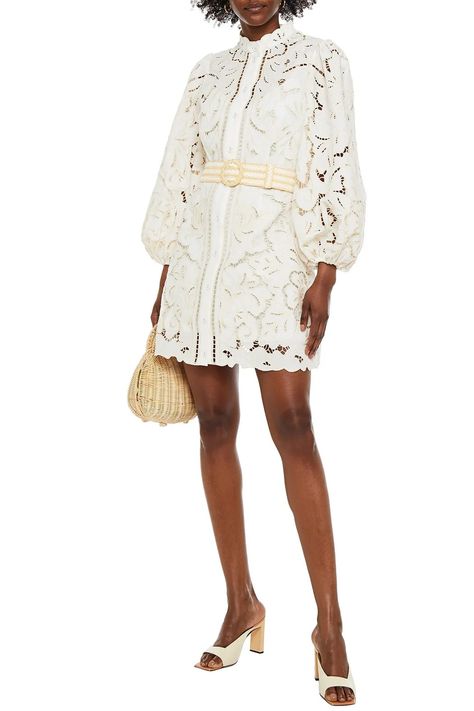 Discover great products at the best prices at Dealmoon. Zimmermann Empire belted broderie anglaise linen and cotton-blend mini dress. Price:$582.40 at THE OUTNET Designer Mini Dresses, Gathered Sleeves, Mini Dresses For Women, Beach Wear Dresses, Spring Tops, House Tour, Active Wear Outfits, Spring Dresses, Skirt Top