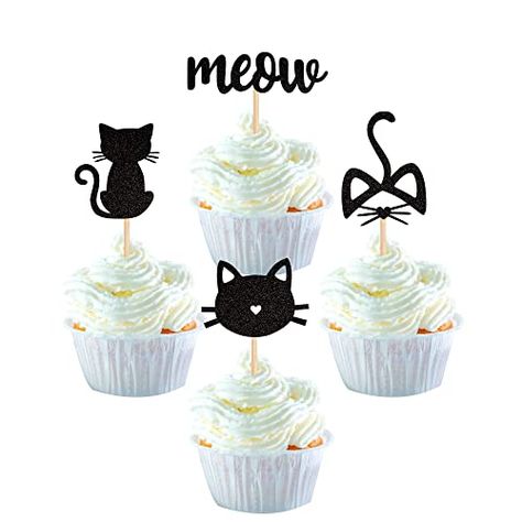 Kitty Cupcakes, 1st Birthday Cupcakes, Cat Themed Birthday Party, Baby Shower Party Themes, Cat Cake Topper, Cat Cupcakes, Cake Decorating Kits, Cat Birthday Party, Cat Cake