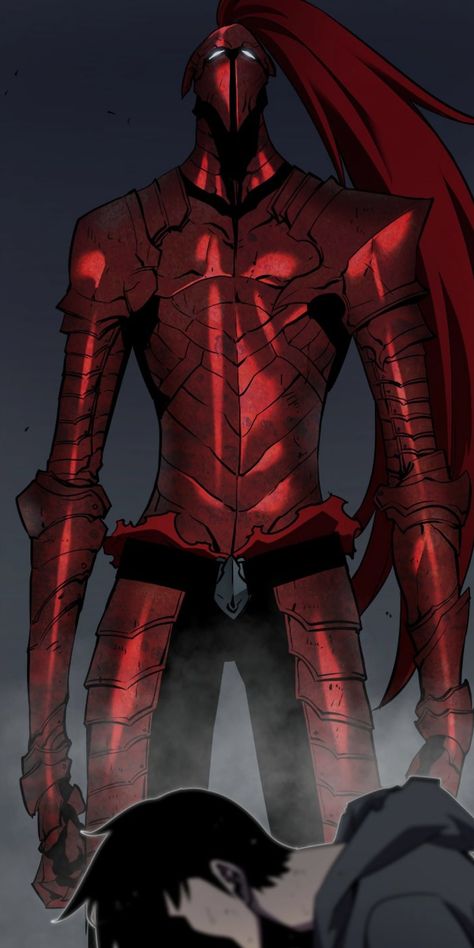 Solo leveling manhwa wallpaper Futuristic Helmet, Shadow Drawing, Superhero Suits, Red Knight, Life Drawing Reference, Armor Clothing, Ninja Art, Dope Cartoon Art, Solo Leveling