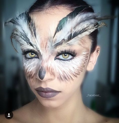 Artist Costume For Kids, Owl Makeup, Artist Costume, Bird Makeup, Makeup Looks To Try, Fantasy Make-up, Halloween Make-up Looks, Animal Makeup, Owl Costume