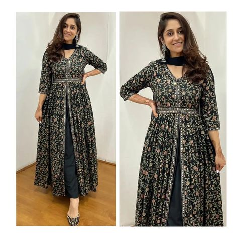 Front Cut Kurti, Outfit With Belt, Flare Long Gown, Tassel Dupatta, Kaftan Kurti, Indian Anarkali, Bridesmaid Attire, Designer Kurtis, Festive Collection