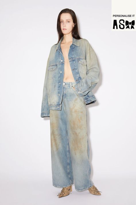 Acne Studios – FW23 Seasonal Denim 2023 Jeans, Acne Denim, Baggy Fit Jeans, Light Blue Jacket, Acne Studios Jeans, Fitted Denim Jacket, Women's Shoes Accessories, Jean Trends, Jeans Bag