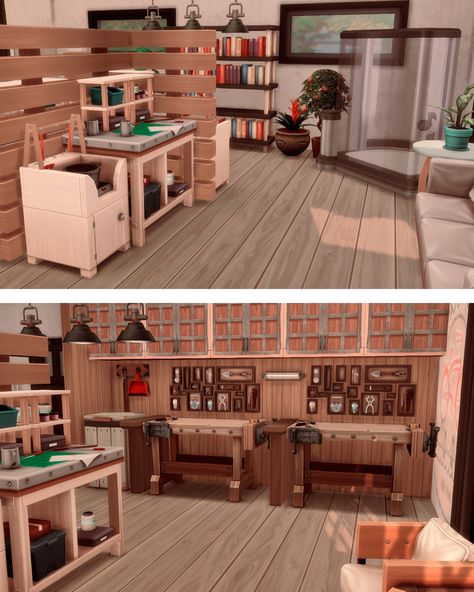 Sims 4 Art Studio Build, Community Lot Sims 4, Sims 4 Art Center, Sims 4 Art Studio, Sims 4 Art, 4 Poses, Sims Builds, Studio Build, Save File