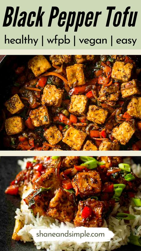 Vegan Black Pepper Tofu Recipe - Shane & Simple Pepper Tofu Recipe, Black Pepper Tofu, Pepper Tofu, Oil Free Vegan Recipes, Cooking Tofu, Tofu Recipes Vegan, Tofu Stir Fry, Red Bell Peppers, Grilled Tofu