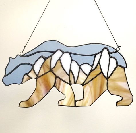 Stained glass bear Stained Glass Patterns Of Bears, Stained Glass Bear, Sanctuary Design, Stained Glass Tattoo, Glass Art Products, Stained Glass Patterns Free, Stained Glass Birds, Glass Art Projects, Stained Glass Ornaments