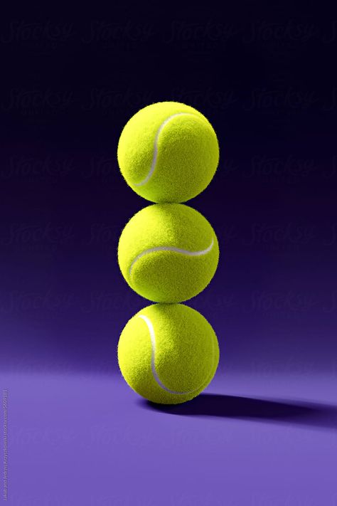 Three green tennis balls are stacked on each other on a purple background. Sport Product Photography, Tennis Photography, Tennis Posters, The Company You Keep, Verde Lima, Tennis Clubs, Sports Balls, Tennis Balls, Purple Background