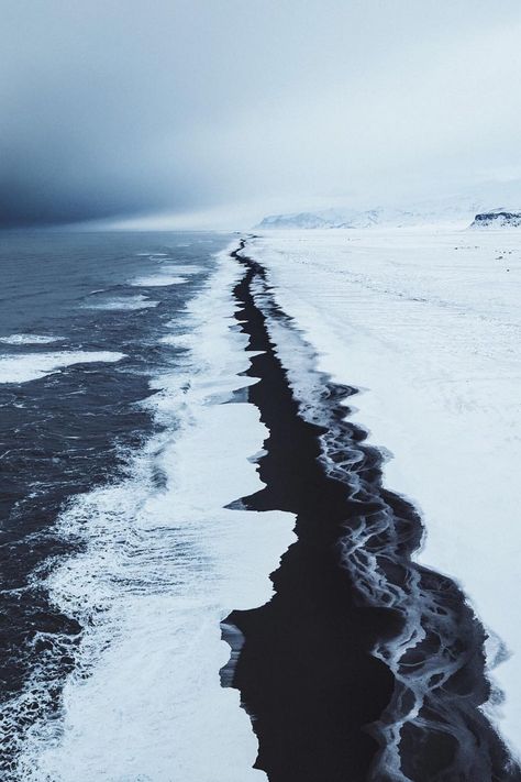 #sea#winter#snow#coast Iceland Snow, Midnights Aesthetic, Snow On The Beach, Midnights Album, Midnights Taylor, Iceland Landscape, Arctic Sea, Fallen Kingdom, Winter Beach