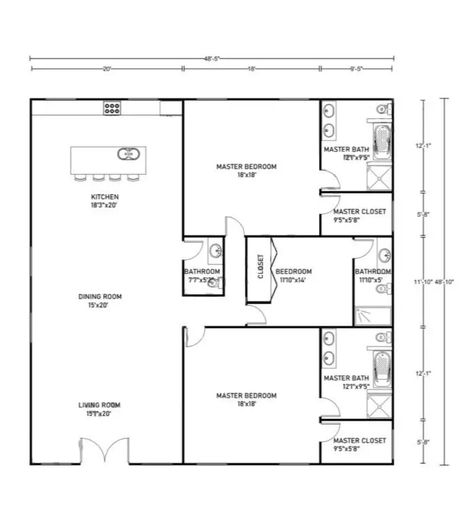 7 Large Family Barndominium Floor Plans With 2 Master Suites 30 X 50 Barndominium Floor Plans, Classroom Floor Plan, 30x50 House Plans, Multigenerational House Plans, Multigenerational House, Loft Floor Plans, Simple Floor Plans, House Plan With Loft, Barn House Design