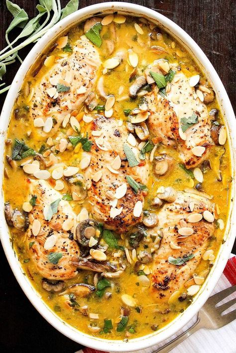 Chicken, Mushroom and Sage Casserole Qi Stagnation, Sunday Meals, Sage Recipes, Chicken Mushroom, Cooking Courses, Mushroom Chicken, Southern Comfort, Goulash, Chicken Casserole