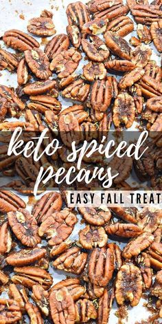 Keto Spiced Pecans - You might have heard of candied pecans – well, these keto spiced pecans are covered in savory flavors and aromatic herbs. The perfect fall treat! #keto #ketorecipes #ketodiet #ketospicedpecans #spicedpecans #pecans #ketosnacks #falltreats #fallrecipes #healthysnacks #food #recipes Spicy Pecans Recipe, Roasted Pecans Recipe, Pruvit Keto, Low Fat Snacks, Herb Roasted Potatoes, Keto Candy, Spiced Pecans, Pizza Flavors, Roasted Pecans