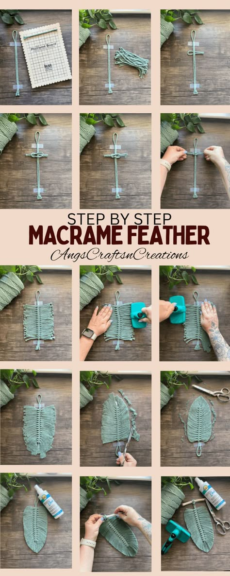 Feather Wall Hanging Diy, Macrame Feather Tutorial, Step By Step Macrame, Feather Tutorial, Macrame Feather Wall Hanging, Macrame Feathers, Macrame Plant Hanger Tutorial, Feather Diy, Simple Macrame