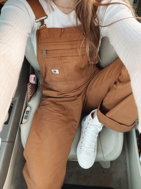 #overalls #overallsjeans #carhartt #bibs Overall Country Outfits, Womans Carhartt Overalls, Carhartt Women Outfits Overalls, Carhartt Country Outfits, Cute White Overall Outfits, How To Style Carhartt Overalls, Womens Carhartt Overalls Outfits, Overalls Outfit Carhartt, Carhartt Women Outfits Bib Overalls