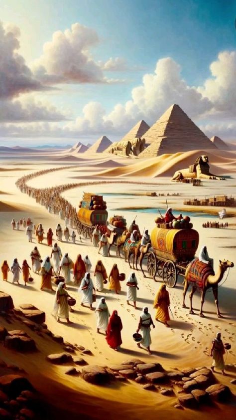 Ancient Civilizations Art, Desert Fantasy Art, Egyptian Buildings, Egypt Pictures, Kingdom Of Light, Egypt Painting, Prophet Stories, Christmas Nativity Scene Display, Ancient Egyptian Cities