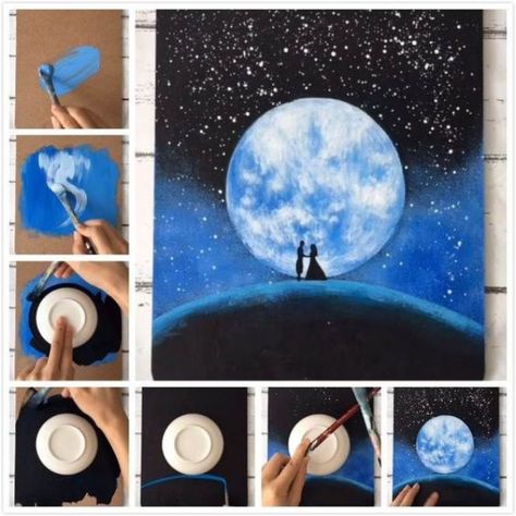 Draw Decor, Frida Art, Decoration House, Paint Watercolor, Canvas Painting Tutorials, Art For Home Decor, Moon Painting, Contemporary Abstract Painting, Acrylic Painting Tutorials