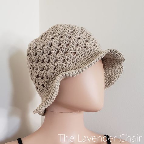 Granny Stitch Sun Hat (Adult) Crochet Pattern - The Lavender Chair Lavender Chair, The Lavender Chair, Crochet Granny Stitch, Crochet Summer Hats, Bucket Hat Pattern, Granny Stitch, Easy Crochet Hat, Crochet Sun Hat, Crochet Hat Free