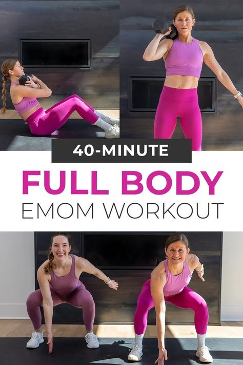 Build total body strength and raise your heart rate with this full body EMOM workout! This EMOM workout with dumbbells supersets a strength exercise with a powerful HIIT cardio exercise. Count your reps and work at your pace. Full Body 45 Minute Workout, 45 Minute Full Body Workout Gym, Total Body Workout Women, Total Body Circuit Workout, Cardio Strength Workout, Functional Full Body Workout, Emom Workout Weights, Strength Workout For Women, Conditioning Exercises