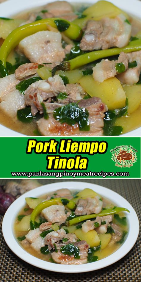 A Filipino pork soup that consist of pork belly, unripe papaya and aromatics. #TinolangBaboy #Pork Tinola Pork Afritada Recipe Filipino Food, Filipino Soup Dishes, Pork Giniling Recipe Filipino Food, Pork Afritada Recipe, Pork Giniling Recipe, Giniling Recipe, Tinola Recipe, Pilipino Food Recipe, Filipino Pork Recipes