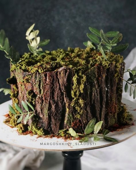 Forest Theme Cakes, Moss Cake, Birthday Cake Clipart, Wedding Cake Forest, Stump Cake, Nature Cake, Mushroom Cake, Absolute Power Corrupts Absolutely, Cake Clipart