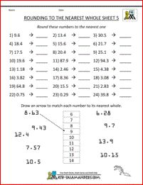 Rounding to the nearest whole sheet 5 Rounding Off Numbers, Rounding Decimals Worksheet, Rounding Worksheets, Rounding Whole Numbers, Decimal Numbers, Rounding Decimals, Rounding Numbers, Integers Worksheet, Number Worksheet