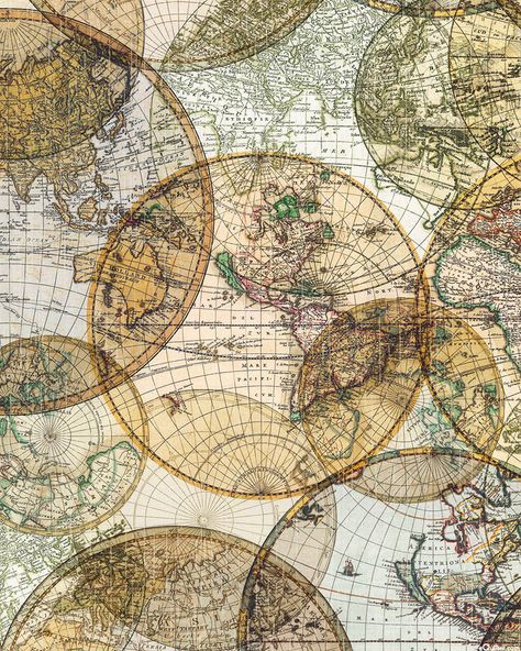 Globe Aesthetic, Collage Mural, طابع بريدي, Quilt Backing, Quilt Fabrics, Map Wallpaper, Picture Collage Wall, Windham Fabrics, Vintage Poster Art