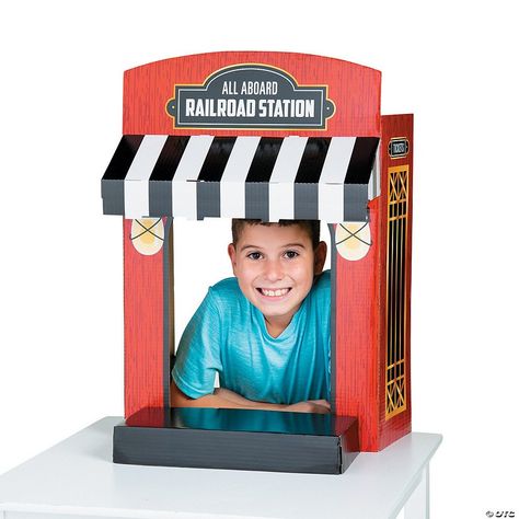 Train Ticket Booth Diy, Busy Train Station, Vbs Space, Movie Theater Party, Train Party Decorations, Theatre Decorations, Booth Diy, Train Decor, Ticket Booth