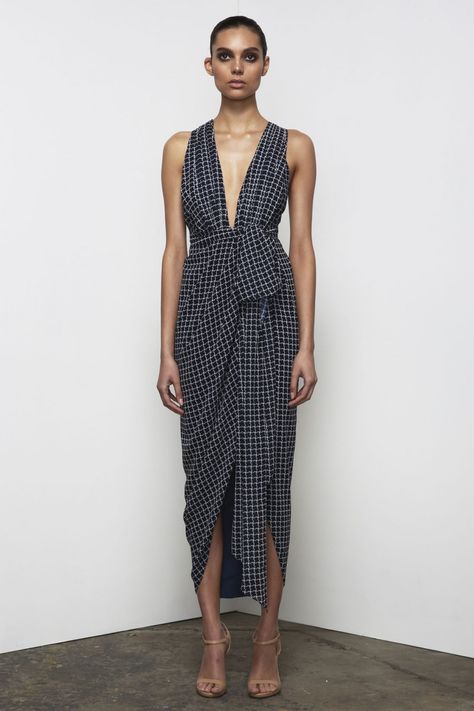 Chic Strappy Cross-tied Dress, Chic Drapey V-neck Dress, Asymmetrical Pre-draped Maxi Dress For Summer, Pre-draped Asymmetrical Maxi Dress For Summer, Pre-draped Asymmetrical Summer Dress, Shona Joy, Plunging Neck, Chic Skirts, Draped Skirt