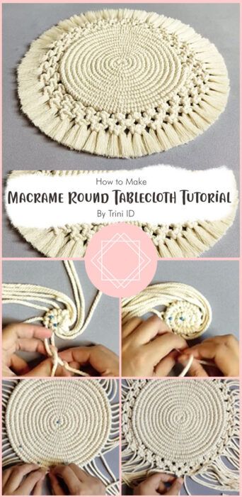 Round Macrame Wall Hanging Diy Tutorial, Macrame Circle Bag Tutorial, Macrame Mandala Diy Free Pattern, Diy Macrame Mandala Tutorial, Macrame Tablecloth, Macrame Reindeer, Polaroid Hanger, Macrame Pouch, Macrame Gnome