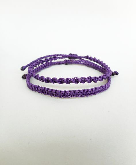 Purple Friendship Bracelet, Whimsigoth Halloween, Rat Jewellery, Macrame Friendship Bracelets, Purple Bracelets, Purple Macrame, Purple Flannel, Knit Bracelet, Beach Bracelet