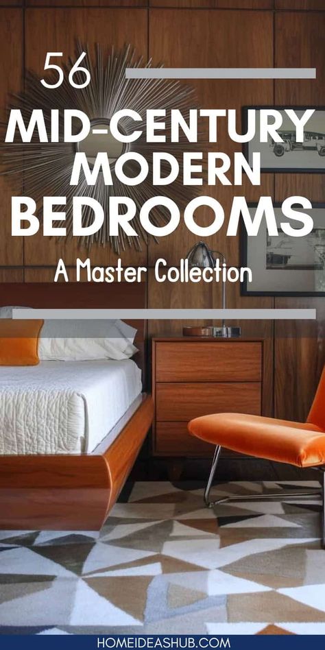 56 Mid-Century Modern Bedroom Ideas (Master Collection) Mid Century Modern Headboard Ideas, Mid Century Accent Wall Bedroom, Cozy Bedroom Mid Century Modern, Mid Century Modern Bedroom Dresser, Minimalist Mid Century Modern Bedroom, Mid Century Moody Bedroom, Mcm Bedroom Aesthetic, Mid Century Modern Primary Bedroom, Mcm Bedroom Decor