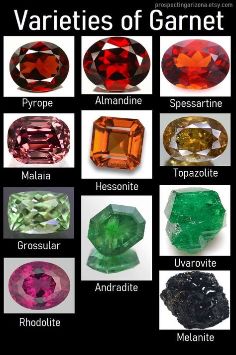 Types Of Garnet, Orange Gemstones, Gemstones Chart, Garnet Color, Jewelry Knowledge, Garnet Crystal, Garnet Gem, Gemstone Meanings, Green Garnet