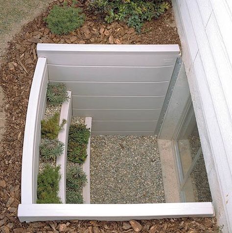 window well idea Basement Egress, Well Ideas, Finish Basement, Egress Window, Window Well, Basement Windows, Basement Apartment, Small Basements, Basement Makeover