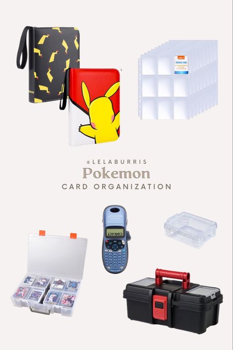 Roundup of storage containers and binders for Pokémon card organization by Lela Burris of Organized-ish. Pokemon Card Storage Ideas, Pokemon Card Storage, Card Storage Ideas, Card Organization, Dymo Label, Kids Organization, Storage Organization Ideas, Playing Card Box, Tiny Clothes