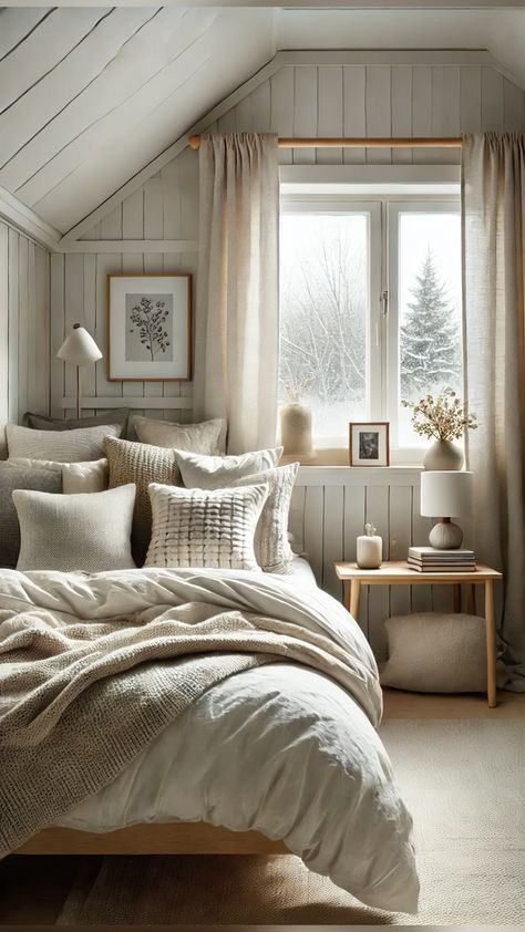 Bedside Table Ideas For Small Rooms, Small Bedroom Scandinavian Style, Scandi Cottage Bedroom, Simple Cosy Bedroom, Scandinavian Bedroom Minimalist Modern, Minimal Cozy Bedroom, Small Bedroom Inspirations Cozy, Cabin Room Ideas, Cozy Minimal Bedroom