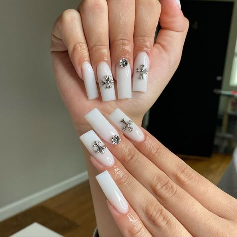 Cross Nail Designs, Nail Art Designs Short Nails, Nail Art Designs Short, Lime Nails, Short Nails Ideas, Cross Nails, Long Square Nails, Glitter Nails Acrylic, Milky Nails